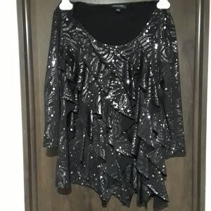 Notations Ruffle Sparkle Top Size S - Runs Large